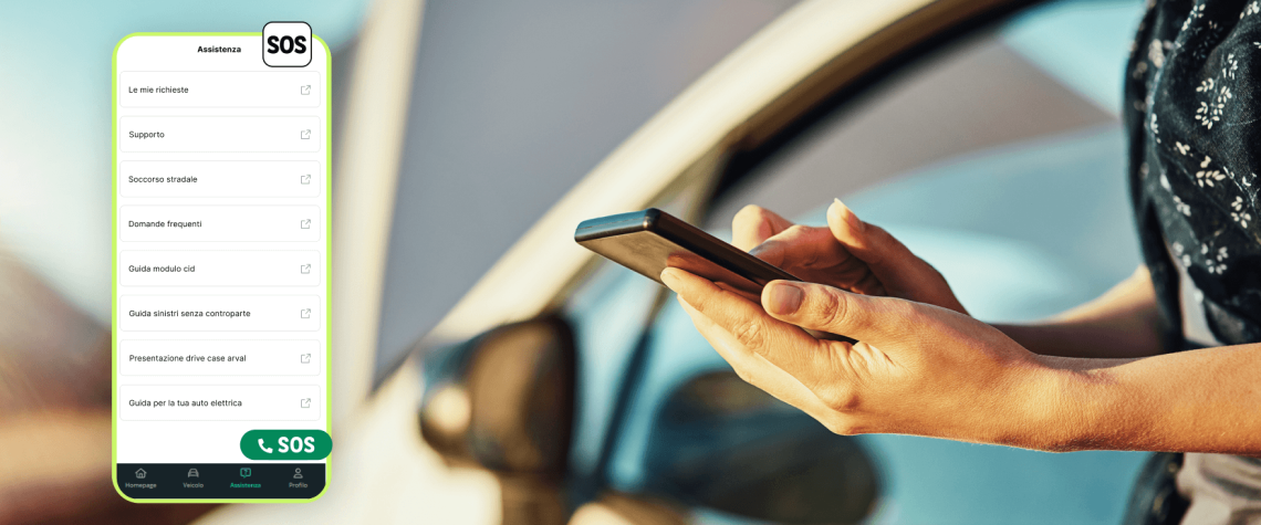 Schermata app MyArval con bottone SOS